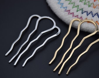 5 metal hair combs,wire combs,wedding bridal combs,hair fork pin,hair pick stick,hair accessory,head supplies,DIY combs,6.3cmx3.4cm(4 teeth)