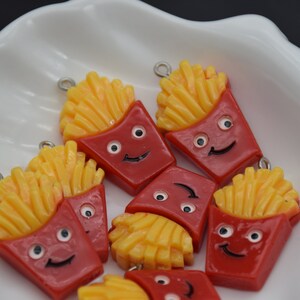 12 Resin French Fries Charms Earring Necklace Bracelet Bead Pendants DIY Jewelry Cute Decoden Cabochon Keychain Crafts 31x19mm