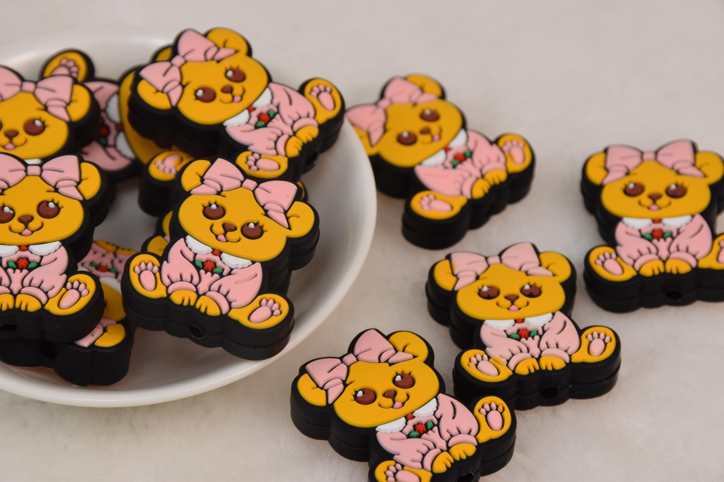 Paquete De 10 Cuentas Sueltas De Oso De Dibujos Animados, Cuentas Acrílicas De Oso Lindo, Colgantes De Oso, Suministros De Fabricación De Joyas, Cuentas Acrílicas