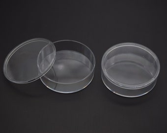10 pièces 54mm x 16mm boîte en plastique transparente ronde, boîte ps transparente avec couvercle, boîte transparente, étuis en plastique AB77