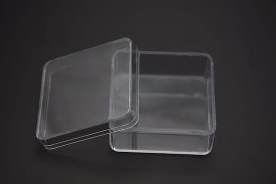 2 Stück 60mmx60mmx30mm quadratische durchsichtige Kunststoffbox,transparente OS-Box mit Deckel,durchsichtiger Box-Behälter,Kunststoffkoffer AB85