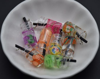 10 Glass Bottle Charm,Glass Cup Charm,Glass Mug Charm,Fruit Drink Charm,Bracelet Necklace Key Chain Charm Pendants,27mmx10mm