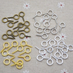 100 metal screw eyes,screw eye pins,screw eye hook bails,eye hook screw pins,screw eye hook connector,17mm(length)x9mm(hole size)