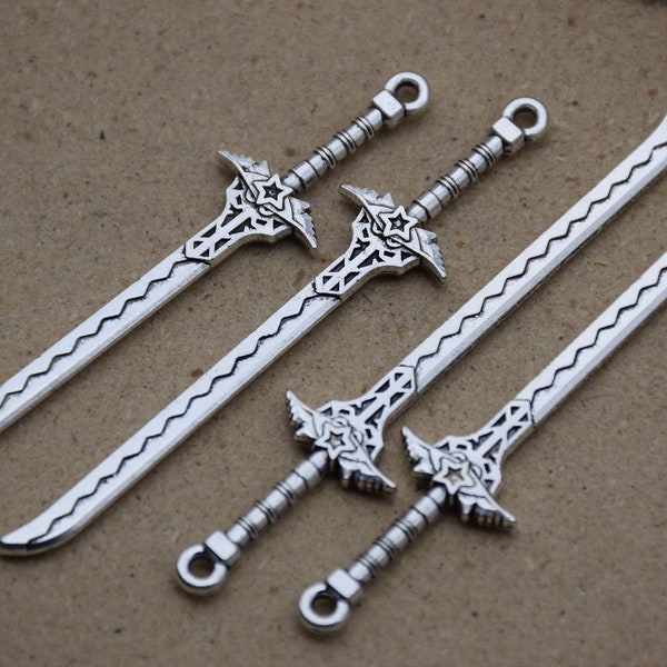 Sword Pendant,Knife Sabre Weapon Charm,Jewelry Making Supplies,Necklace Earring Bracelet Accessory,Decoration Crafts,Metal Alloy Findings