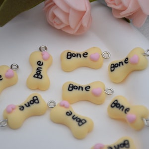 6/12/24 Resin Heart Dog Bone Charms Earring Necklace Bracelet Pendants DIY Jewelry Making Supplies Keychain Decoden Accessories 23mmx11mm