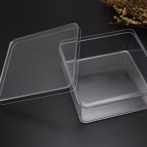 Boîte carrée en plastique transparent, 2 pièces, 95mm x 95mm x 40mm, boîte ps transparente avec couvercle, conteneur transparent, boîtiers en plastique AB55