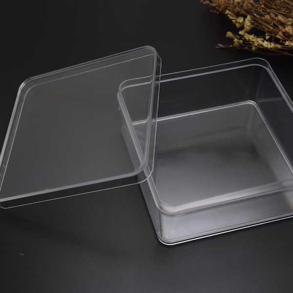 2Pieces 95mmx95mmx40mm square clear plastic box,transparent ps box with lid,clear box container,plastic cases AB55