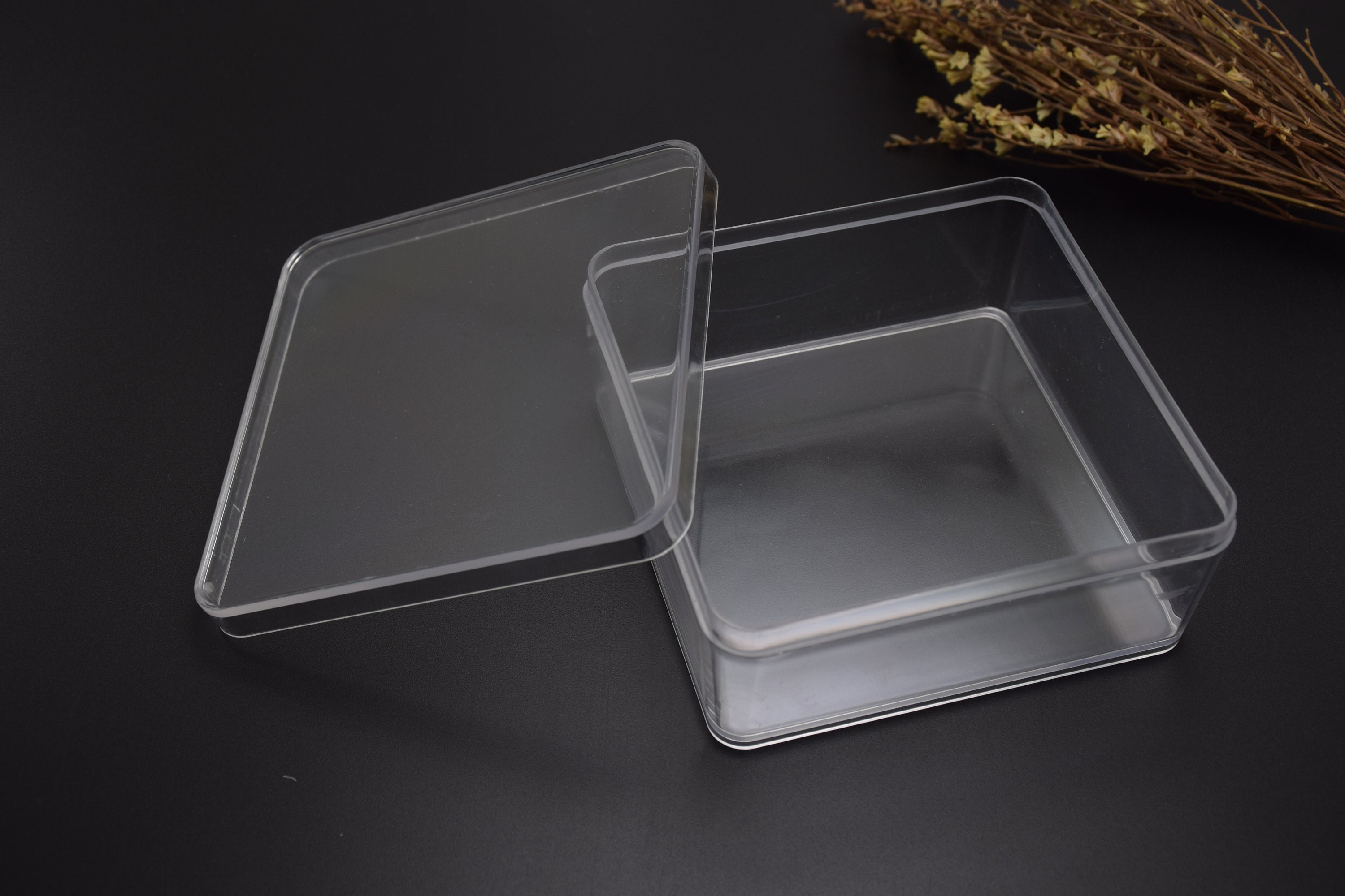 2PCS 70mmx70mmx50mm Square Clear Plastic Boxes,boxes With Lid,organizer  Storage Boxes,clear Display Cases,transparent Container Boxes AB89 