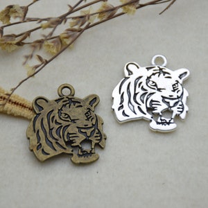 12 tiger head charm pendant,king animal ornament necklace charm,jewelry charm,jewelry pendant,27x25mm