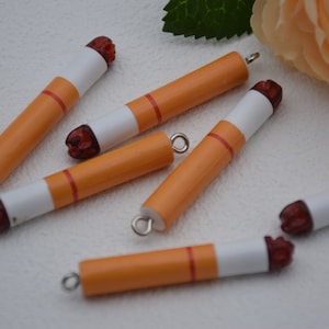 6/12/24 Resin Cigarette Smoke Charms Earring Necklace Bracelet Pendants DIY Jewelry Making Supplies Keychain Decoden Accessories 53mmx8mm