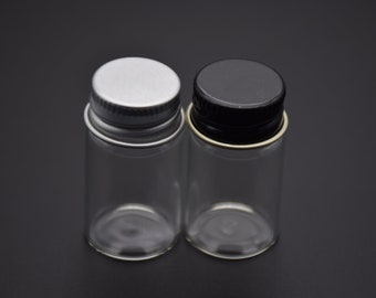 5Pcs 7ml Empty Clear Glass Bottles With Metal Stopper,Transparent Vials Jars Containers,Wishing Message Bottles Wedding Decoration Gifts