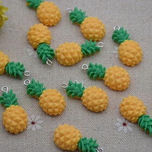 12 hars cabochons ananas tropisch fruit platte achterkant cabochons charmes DIY ambachtelijke decoratie accessoire cabines cameo sieraden maken 29x13mm