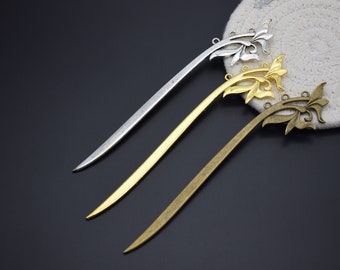 1Stück Metall Blumen Haarstab,Florale Haarnadeln,Blumen Haarstab,Metall Haarnadeln,Metall Haarspange,Metall Haarspange,15,5cm Länge
