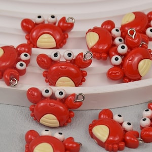 12 Resin Crab Charms Earring Necklace Bracelet Bead Pendants DIY Jewelry Decoden Cute Animal Cabochon Keychain Accessories 25x17mm