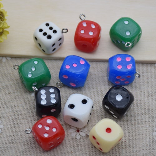 10 Resin Dice Charms Earring Necklace Bracelet Bead Pendants Etsy