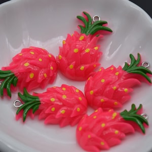 12 Cabochon in resina Pitaya Frutta tropicale Piatto Posteriore Cabochon Charms Fai da te Artigianato Decorazione Accessorio Cab Cameo Gioielli Fare 33x22mm