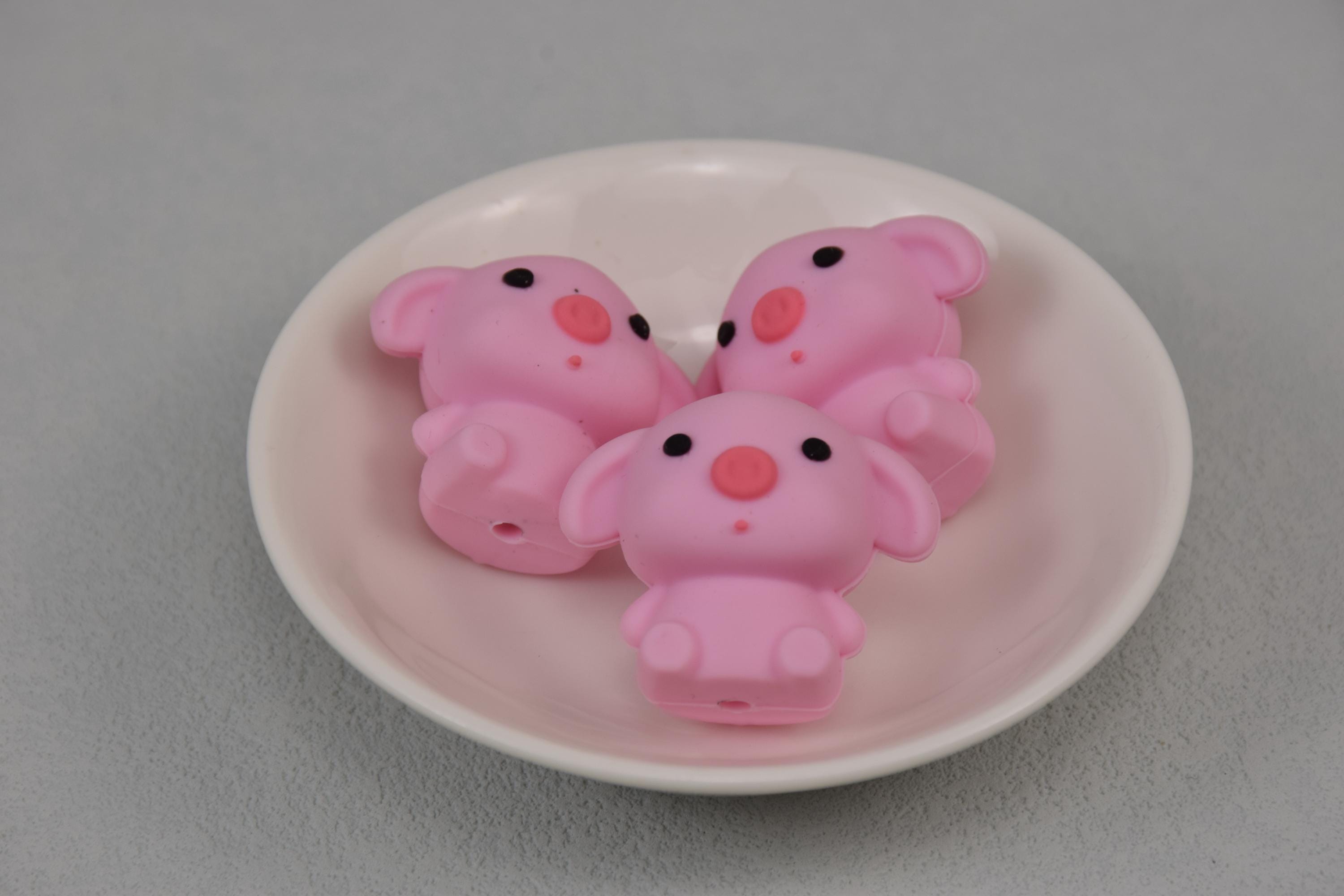 Lot De 10 Perles En Silicone Colorées En Forme De Cochon Pour Loisirs Créatifs, Guirlandes, Porte-clés, Colliers, Bracelets, Bijoux, Accessoires De