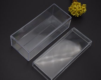 2 pièces 120mm x 50mm x 50mm rectangle boîte en plastique transparent, boîte ps transparente avec couvercle, boîte transparente, étuis en plastique AB112