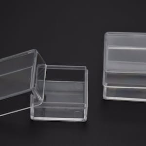 Boîte en plastique transparent carrée de 12 pièces de 30 mm x 30 mm x 22 mm, boîte ps transparente avec couvercle, récipient transparent, étuis en plastique AB53
