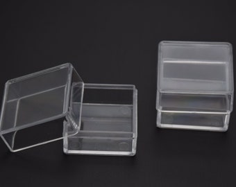 12Pieces 30mmx30mmx22mm square clear plastic box,transparent ps box with lid,clear box container,plastic cases AB53