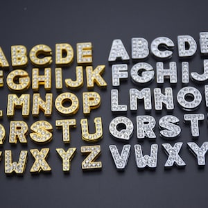 10 Metal Beads Crystal Diamond Letter Beads Jewelry Making DIY Craft Character Beads Charms Pendants Custom Name Bead Bracelet Necklace 8mm