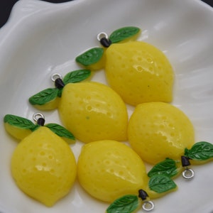 12 Cabochon in resina Limone Frutta piatta Schiena Cabochons Charms Fai da te Artigianato Decorazione Accessorio Cab Cameo Gioielli Fare 35x25mm