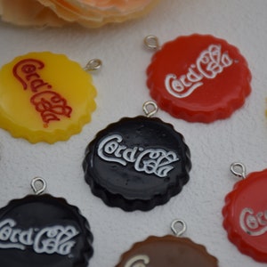 6/12/24 Resin Coke Bottle Cap Charms Earring Necklace Bracelet Pendants DIY Jewelry Making Supplies Keychain Decoden Accessories 31mmx27mm