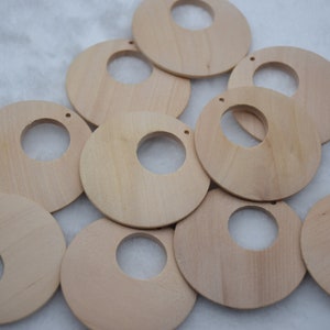 Round Wooden Pendant,Natural Circle Wood Earring Charm,Hollow Wood Dangle,Wooden Drop,DIY Jewelry Making Supplies,50x50x4.5mm
