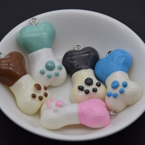 12 Resin Adorable Dog Bone Charm Earring Necklace Bracelet Bead Pendants DIY Jewelry Decoden Cabochon Keychain Accessories 32x18mm image 1