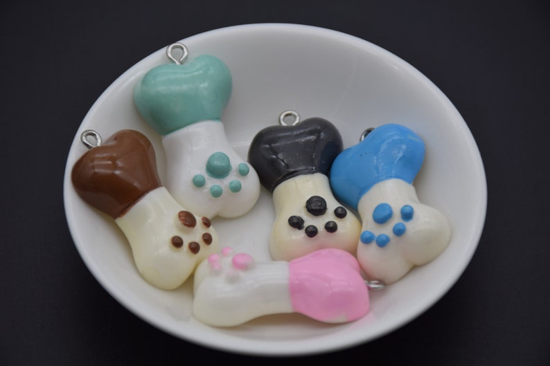 12 Resin Adorable Dog Bone Charm Earring Necklace Bracelet Bead Pendants DIY Jewelry Decoden Cabochon Keychain Accessories 32x18mm image 1