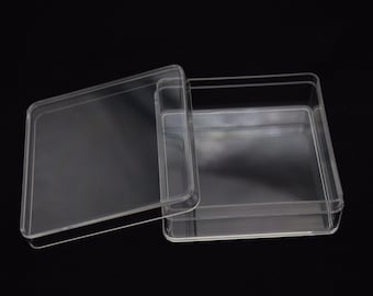 Boîte en plastique transparente carrée 4 pièces 60mm x 60mm x 20mm, boîte ps transparente avec couvercle, conteneur de boîte transparente, étuis en plastique AB150