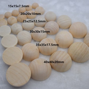 Unfinished Solid Wood Half Ball Dome Findings,Natural Wooden Hemisphere,Wood Half Split Balls,Half Round Balls,15mm/20mm/25mm/30mm/35mm/40mm