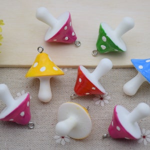 10 Resin Pilz Charms Ohrring Halskette Armband Perlen Anhänger DIY Schmuck Niedlich Decoden Pilz Cabochon Schlüsselanhänger Zubehör 34x24mm