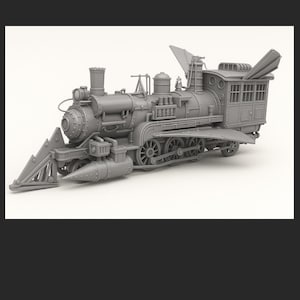 Steampunk Locomotive Train STL File – 3D Printable Digital Download | Retro Futuristic Train Model