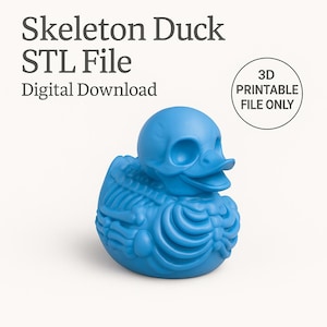 Skeleton Duck STL | 3D Printable Gothic Rubber Duck | Spooky Cute Halloween Decor | Digital Download | Quirky Macabre STL File