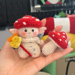 Mini Mushroom Spirit Crochet PDF Pattern, Mushroom Doll Amigurumi Crochet Pattern, Crochet Keychain Pattern, Unique Birthday Gift Idea