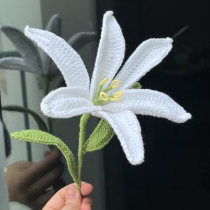 Häkellilien Blume Muster PDF Anleitung, wie man eine Lilie häkelt, gehäkelte Hausdekoration, Geschenk für Mama, gehäkelte Blume Pflanze, PDF Nur