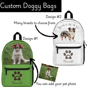 Personnalisé, photo d'animal de compagnie, sac, sac à dos, doggy bag, accessoire pour chien, cadeau, pour, chien, maman de chien, parent de chien, sur commande