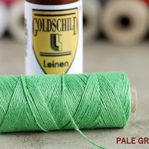 1 spool Natural Linen Thread  No:10 Pale Green  3-ply Nel 18/3 0.65mm  Non-waxed Thread  Goldschild  Londonderry Thread