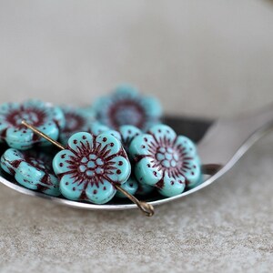 14 ANEMONE FLOWER Bead 14mm Red Washed Blue Beads for Jewelry Making Glass Flower Beads Perles Perlen image 2