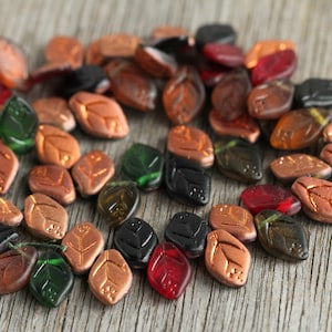 60 Matte Copper Sunset Lustred Multicolour Glass LEAF Bead MIX 12x7mm Czech Glass Beads for Jewelry Making  Perles Perlen Perline Бусины