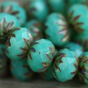 20 Rustic Picasso Opal Chrysoprase Glass CRUELLA RONDELLE Beads 7x10mm Czech Glass Beads for Jewellery Making Fire Polished Perles Perlen image 6