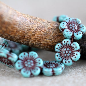 14 ANEMONE FLOWER Bead 14mm Red Washed Blue Beads for Jewelry Making Glass Flower Beads Perles Perlen image 7