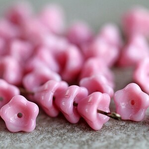 30 Coral Pink Glass FLOWER Beads 6x8mm Czech Glass Beads For Jewelry Making Bell Flower Beads Perles Perlen image 7