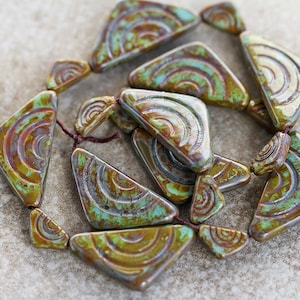35 Aged Rustic Picasso Blue TRIANGULAR Bead MIX DIY Czech Glass Beads For Jewelry Making Large Beads Tribal Beads Perles Perlen Perline