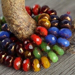 60pcs Rainbow RONDELLE Bead MIX Gold Lustred Opal Multicolour Glass 6x8mm Czech Glass Beads For Jewelry Making Fire Polished Beads 6 colours image 3