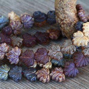 60pcs Silky Metallic Blue/Silver/Lilac Lustred Glass MAPLE LEAF Bead MIX 11x13mm Czech Glass Beads Pressed Leaf Beads Perles Perlen Perle image 2