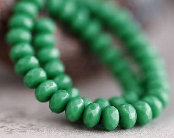 100 Matte Opaque Forest Green Rondelle Beads 3x5mm  Czech Glass Beads For Jewelry Making  Fire Polished Spacer Beads  Perlen Perles Perline