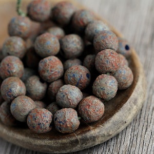 50 Etched Rustic Picasso Opaque Navy Glass Druk Beads 6mm  Czech Glass Beads for Jewelry Making  Glass Round Spacer Beads