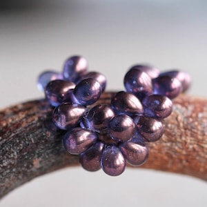 100 Purple Ink Lustred Glass Teardrop Beads 5x7mm  Czech Glass Beads for Jewelry Making Glass Drop Beads   Perles Perlen Perline